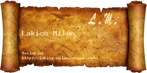 Lakics Milán névjegykártya